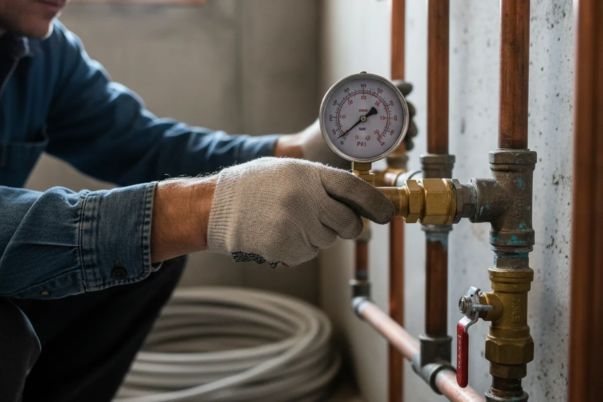 Pressure testing a repaired line during Water Line Repair in Cynthiana